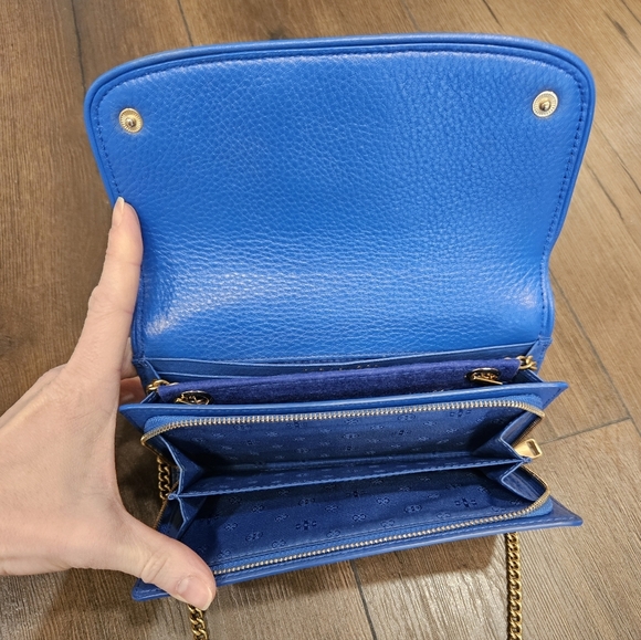 Tory Burch 💙 Britten Duo Envelope Long Continental Snap Closure Leather Wallet - Picture 8 of 16